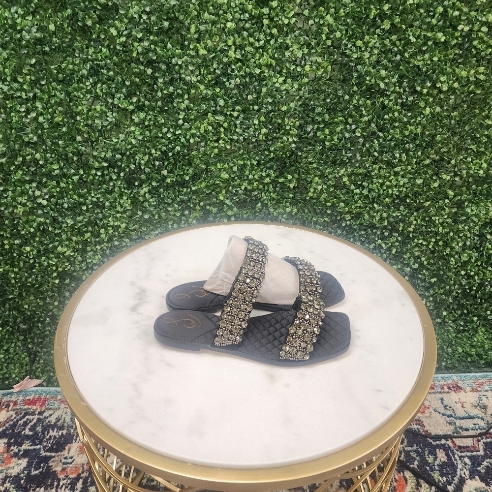 Sam Edelman Women's Ezel Black Crystal Embellished Sandals - Size 7.5 - Picture 7 of 8